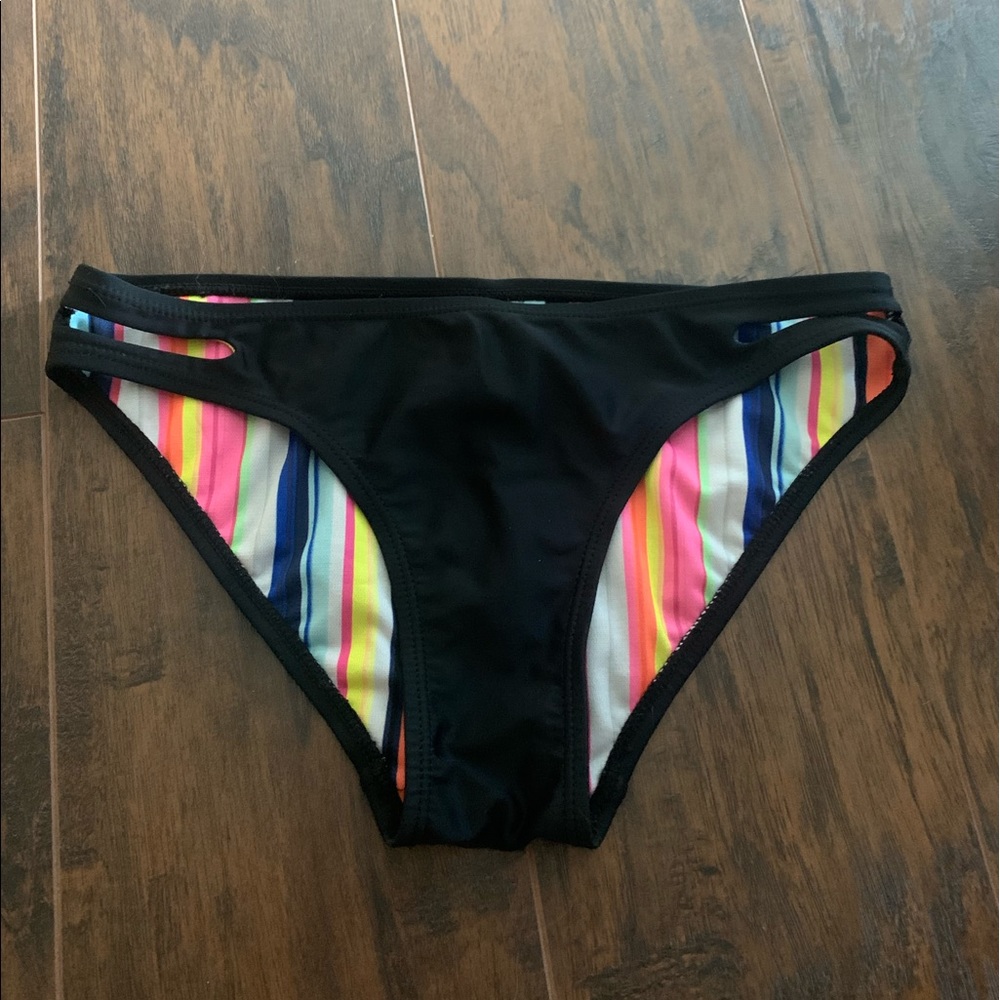 Black bathing suit bottom with inside pattern